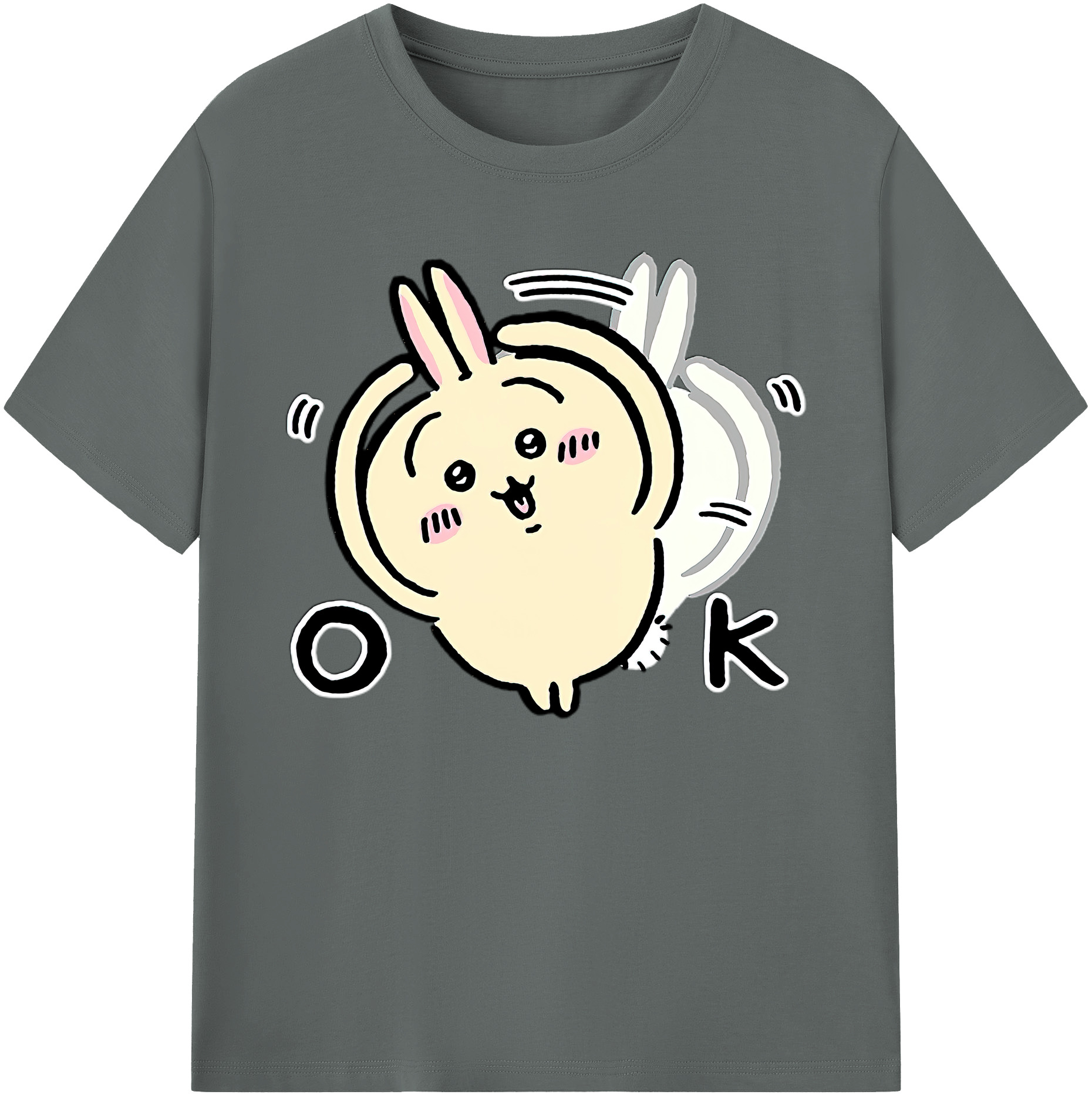 （画像用） ちいかわ うさぎ Chii-kawa usagi 綿100％ メンズ半袖Tシャツ｜肌触りやわらか＆通気性